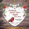 Personalized Cardinals Floral Heart Ornament, Angels Near, Cardinal Christmas Ornaments