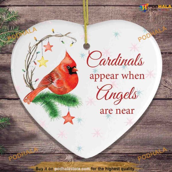 Personalized Cardinals Holiday Ornament, Angels Near, Red Cardinal Christmas Ornaments