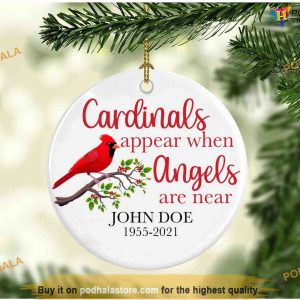 Personalized Cardinals Memorial Ornament, Angels Are Near, Christmas Cardinals Tree Ornaments