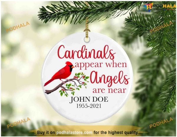 Personalized Cardinals Memorial Ornament, Angels Are Near, Christmas Cardinals Tree Ornaments