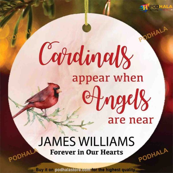 Personalized Cardinals Ornament, Angels Are Near, Cardinal Bird Christmas Tree Ornaments