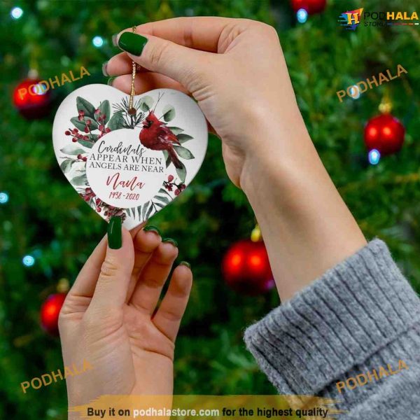 Personalized Cardinals Remembrance, Angels Are Near, Cardinal Bird Christmas Ornaments