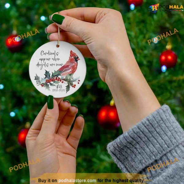 Personalized Cardinals Remembrance, Angels Are Near, Cardinal Christmas Tree Decorations