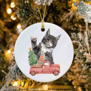 Personalized Cat Christmas Truck Ornament, Friends Christmas Ornaments