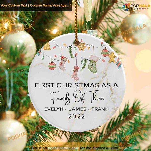 Personalized Celebrating First Christmas Ornament as a Trio, 1st Christmas Ornament