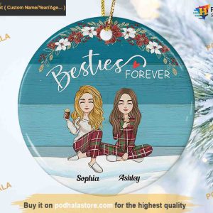 Personalized Circle Besties Forever Ornament, Family Christmas Ornaments