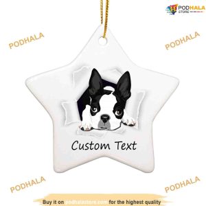 Personalized Commemorative Boston Terrier Ornament, Christmas Gift for Dog Enthusiasts