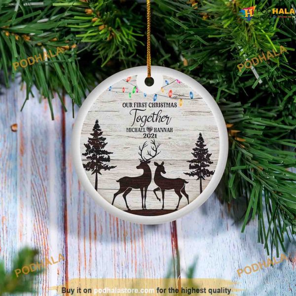 Personalized Couple Deer Love Ornament, Family Christmas Ornaments
