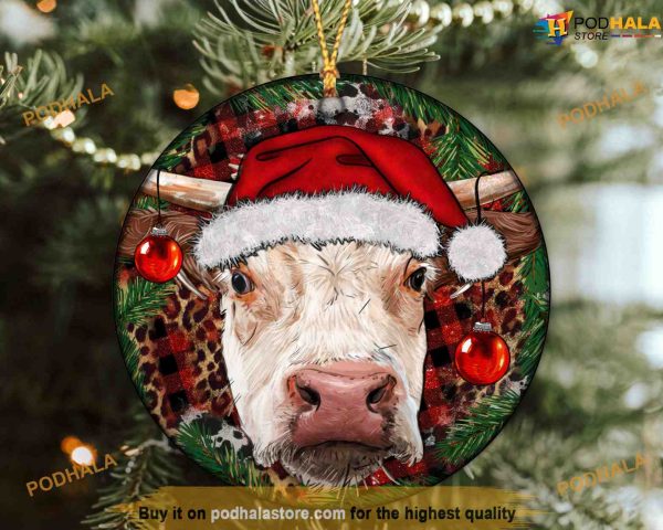 Personalized Cow Christmas Ornament, Western Christmas Ornament