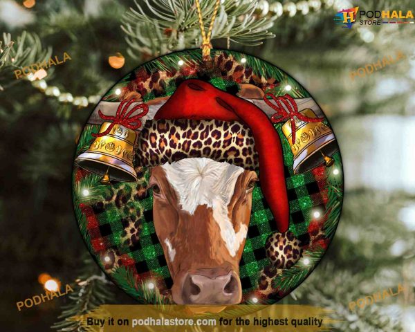 Personalized Cow Western Ornament, Family Christmas Tree Ornaments