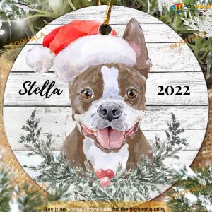 Personalized Custom Boston Terrier Puppy Ornament, Christmas Pet Decoration