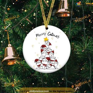 Personalized Cute Cat Tree Ornament, Family Christmas Ornaments