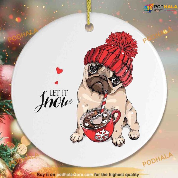 Personalized Cute Christmas Pug Ornament, Family Christmas Tree Ornaments
