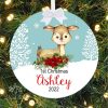 Personalized Deer & Baby's 1st Christmas Ornament, Funny Xmas Gifts