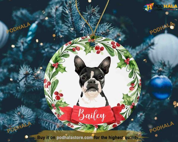 Personalized Dog Lover’s Boston Terrier Special, Christmas Memorial Ornament