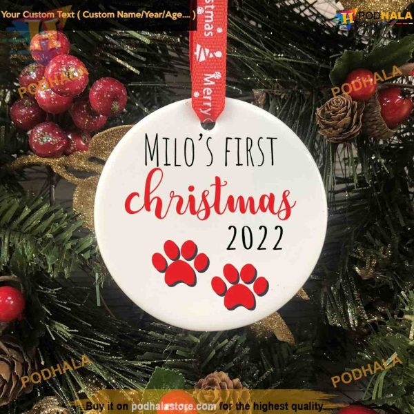 Personalized Dog’s First Christmas Ornament, Family Christmas Tree Decor
