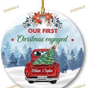 Personalized Engaged Christmas Ornament 2023, First Christmas Ornament