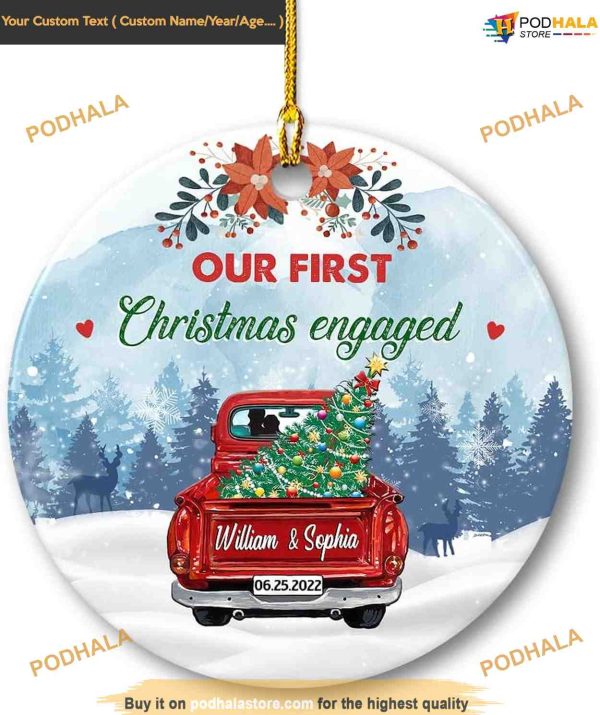 Personalized Engaged Christmas Ornament 2023, First Christmas Ornament