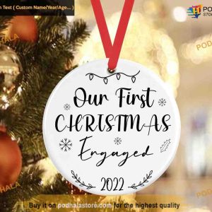 Personalized Engaged First Christmas Ornament Bauble, 1st Xmas Celebration