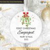 Personalized Engagement Name and Date Ornament, Ceramic Keepsake