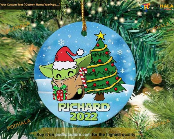 Personalized Exclusive Baby Yoda Ornament, Star Wars Christmas Tree Ornaments