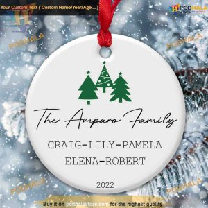 Personalized Family Name Christmas Tree Ornament, Custom Family Ornaments