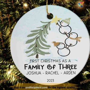 Personalized Family New Baby Christmas Ornament 2023, Family of Three Christmas Ornament