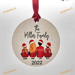 Personalized Family Portrait Christmas Ornament, Custom Family Ornaments