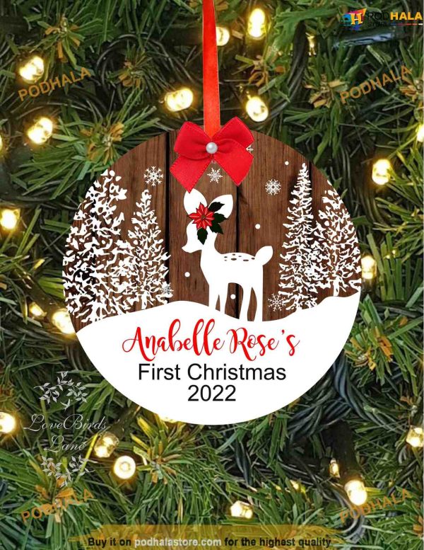 Personalized Fawn Ornament, Baby’s First Christmas