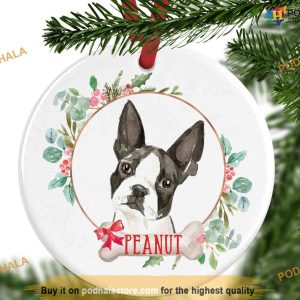 Personalized Festive Boston Terrier Memorial, Ornament for Dog Lovers