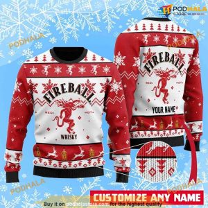 Personalized Fireball Whisky Funny Xmas Sweater