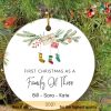 Personalized First Christmas As A Family Of Three Ornament, Xmas Gifts