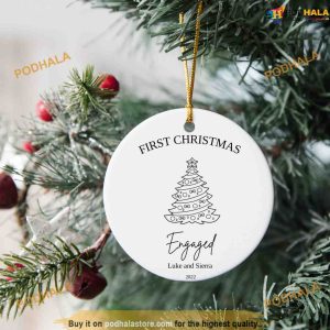Personalized First Christmas Engagement Bauble, Personalized First Christmas Ornament