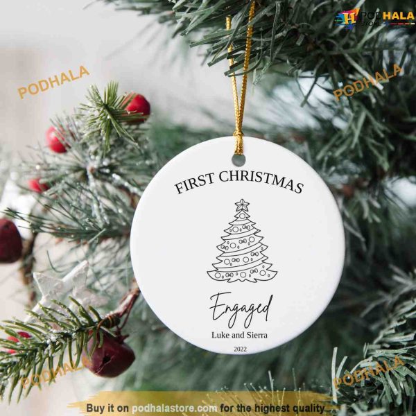 Personalized First Christmas Engagement Bauble, Personalized First Christmas Ornament
