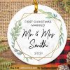 Personalized First Christmas Married Ornament 2023, Personalized First Christmas Ornament