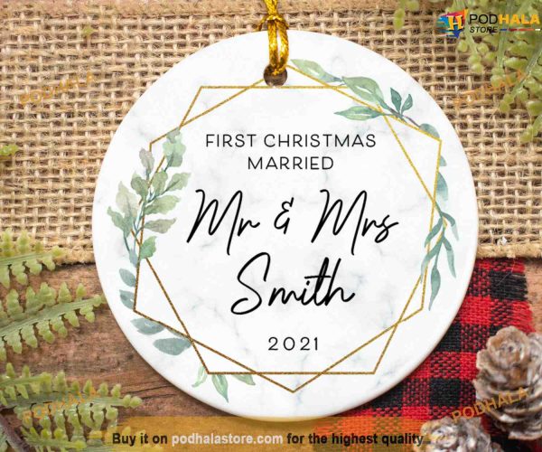 Personalized First Christmas Married Ornament 2023, Personalized First Christmas Ornament