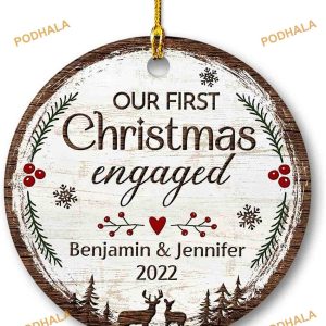 Personalized First Christmas Ornament Engaged Ornament, Creative Christmas Ornament Gifts