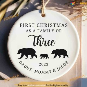 Personalized First Christmas as a Family 2023, New Baby Ornament, Family Tree Decoration