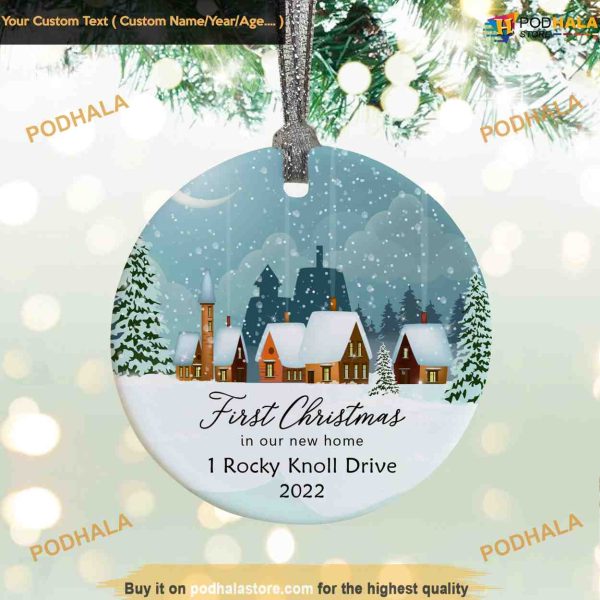 Personalized First Home Botanical Ornament, First Christmas Ornament