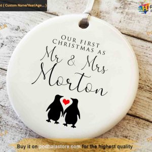 Personalized First Mr & Mrs Christmas Ornament, Tree Decoration Keepsake