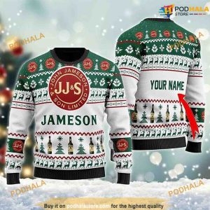 Personalized Funny Jameson Irish Whiskey Xmas 3D Family Ugly Christmas Sweater