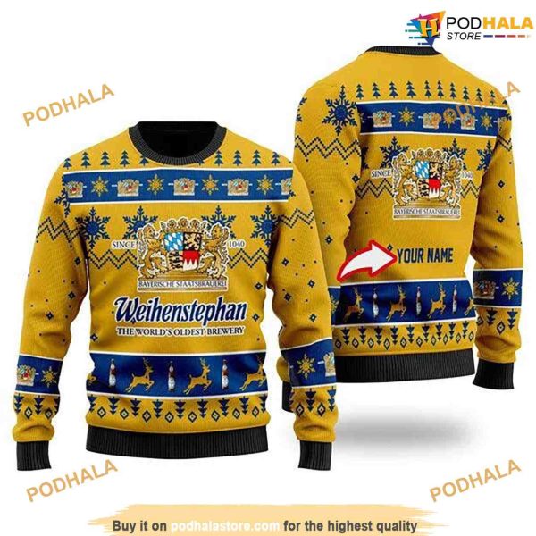 Personalized Funny Weihenstephan Beer Christmas 3D Family Ugly Christmas Sweater