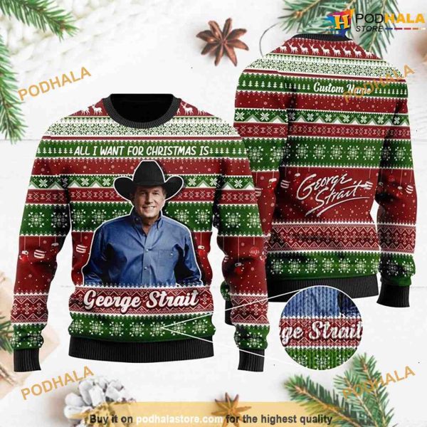 Personalized George Strait Family Ugly Christmas Sweater