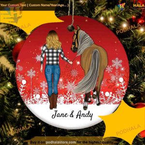Personalized Girl With Cute Horse Ornament, Gift for Horse Lover