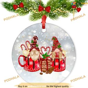 Personalized Gnomes New Year Ceramic Ornament, Funny Christmas Ornaments