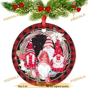 Personalized Gnomes Xmas Ceramic Ornament, Family Christmas Tree Ornaments