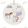 Personalized Golf vs Unicorn Ceramic Ornament, Funny Christmas Ornaments