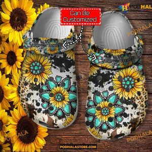 Personalized  Hippie Sunflower Leopard Cow Skin Leopard Crocs Clogs 3D