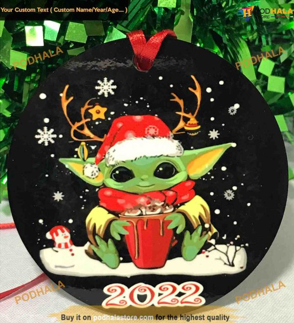 Personalized Inspired Baby Yoda 2023 Ornament, Star Wars Christmas Decor
