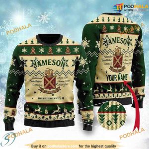 Personalized Jameson Irish Whiskey Family Ugly Christmas Sweater